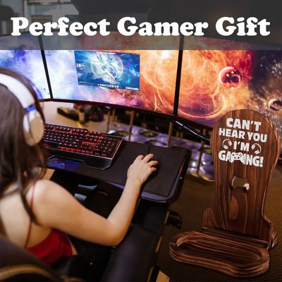 Hotel Casa decoração de casa de banho Headset de madeira Stand Decorações para jogador adolescente menino