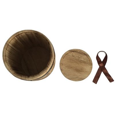 Mini artesanato de grãos de café de madeira e barril de armazenamento de doces com impressão de tela de seda