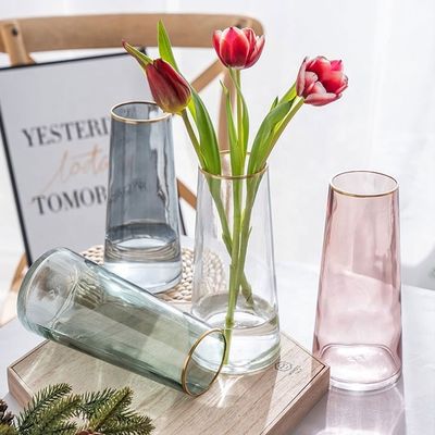 Vaso de vidro verde de estilo moderno personalizado de cor pura Decoração para casa para aniversário