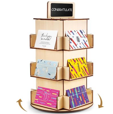 Material de vidro de madeira Estante de cartão postal de madeira com pequeno quadro preto de tamanho personalizado