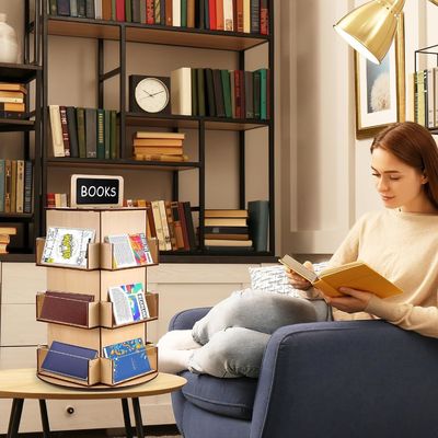 Material de vidro de madeira Estante de cartão postal de madeira com pequeno quadro preto de tamanho personalizado