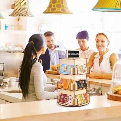 Material de vidro de madeira Estante de cartão postal de madeira com pequeno quadro preto de tamanho personalizado