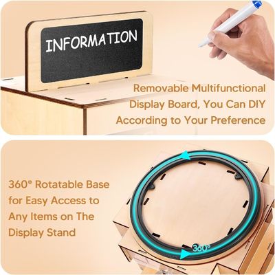 Material de vidro de madeira Estante de cartão postal de madeira com pequeno quadro preto de tamanho personalizado