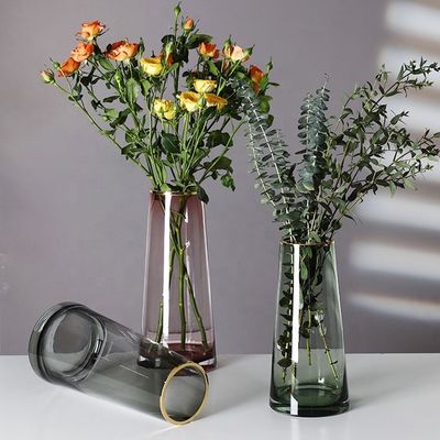 Vaso de vidro verde de estilo moderno personalizado de cor pura Decoração para casa para aniversário
