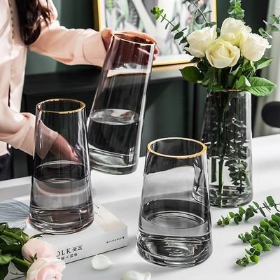 Vaso de vidro verde de estilo moderno personalizado de cor pura Decoração para casa para aniversário