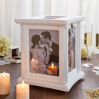 Recepção de casamento Eucalyptus DIY Envelope Caixa de madeira com fechadura Amostra gratuita