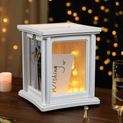 Recepção de casamento Eucalyptus DIY Envelope Caixa de madeira com fechadura Amostra gratuita