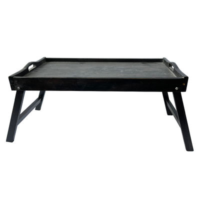 Impressão de tela de seda Café da manhã natural Caixa de cama de madeira com pernas dobráveis Serviço de cozinha