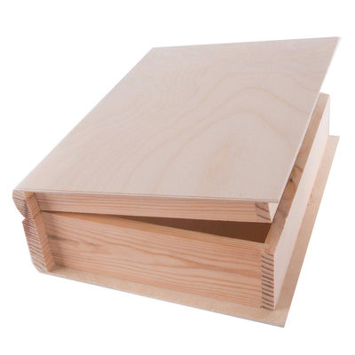 Caixa em forma de livro de cores de madeira de pinho personalizada para arte de presente de madeira inacabada