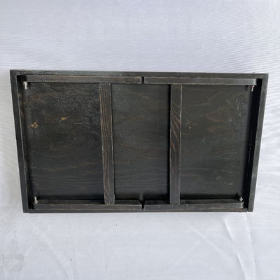 Impressão de tela de seda Café da manhã natural Caixa de cama de madeira com pernas dobráveis Serviço de cozinha