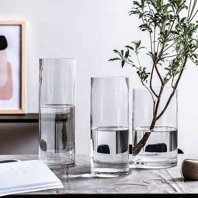 Vaso de vidro grande e transparente para decoração em todas as estações de verão