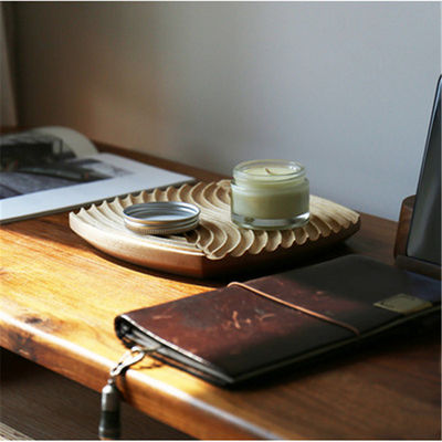 Taças decorativas de madeira de faixa de água corrugada de estilo nórdico 19,3x19,3x2cm aceitas