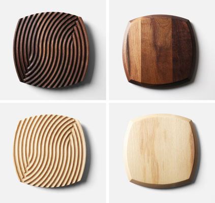 Taças decorativas de madeira de faixa de água corrugada de estilo nórdico 19,3x19,3x2cm aceitas