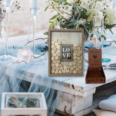 Madeira e vidro Decoração romântica de casamento Custom Drop Top Frame com inserção de foto grande