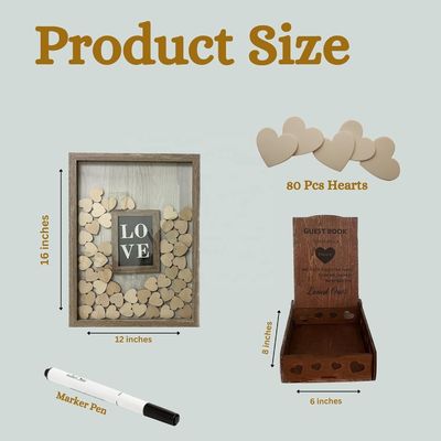 Madeira e vidro Decoração romântica de casamento Custom Drop Top Frame com inserção de foto grande