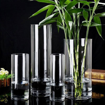 Vaso de mesa de design minimalista para vidro transparente Vaso de flores cilíndrico em estilo nórdico
