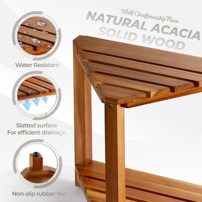 Mobiliário de sala de estar Bancos de chuveiro de canto de madeira Assentos e bancos com prateleira de armazenamento