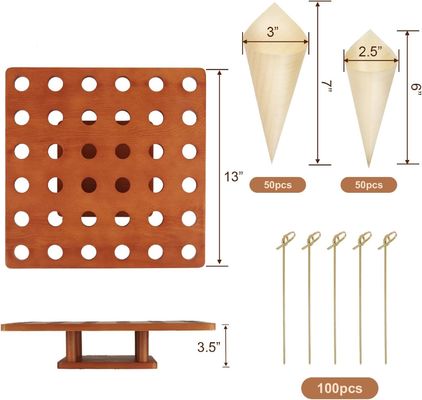 Estaca de cone de sorvete de madeira em cor simples para caminhões de comida ou eventos de catering