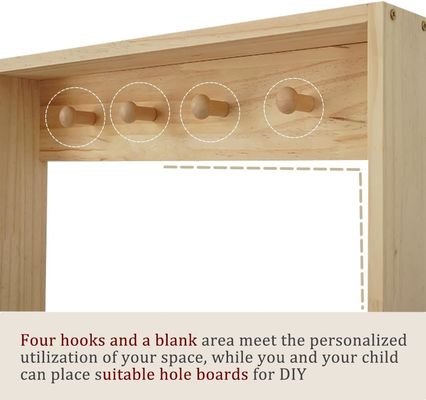 Armazém de parede de banheiro de madeira para brinquedos e livros