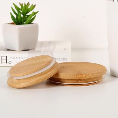 100% tampa de bambu natural para frasco de vela de vidro Design personalizado e matéria ecológica