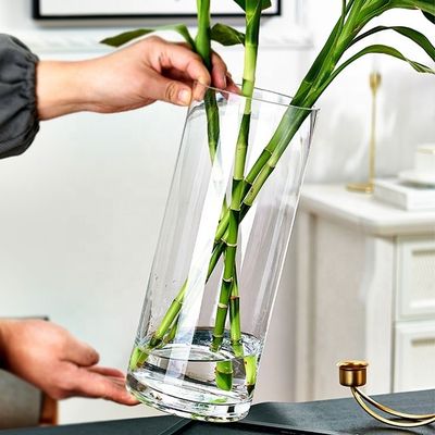 Vaso de vidro grande e transparente para decoração em todas as estações de verão