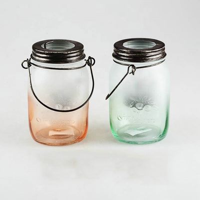 Garrafa de vidro de armazenamento elegante e transparente com tampa de plástico colorido 100% segura para alimentos