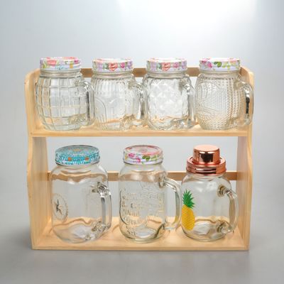 Garrafa de vidro de armazenamento elegante e transparente com tampa de plástico colorido 100% segura para alimentos