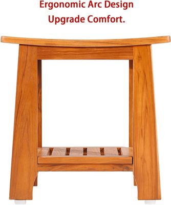 Banheiro de madeira banheiro de spa banheiro com alça e prateleira em madeira de teca de cor natural