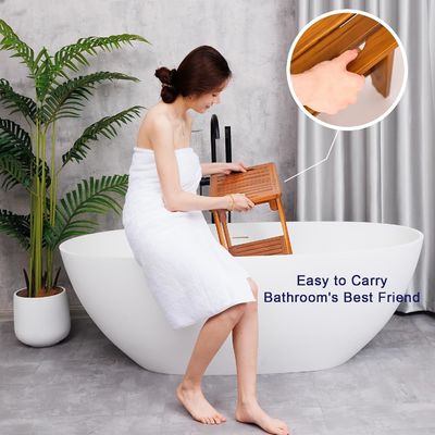 Banheiro de madeira banheiro de spa banheiro com alça e prateleira em madeira de teca de cor natural