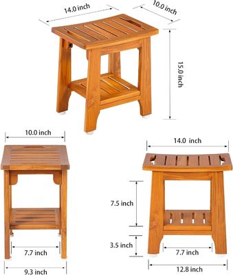 Banheiro de madeira banheiro de spa banheiro com alça e prateleira em madeira de teca de cor natural