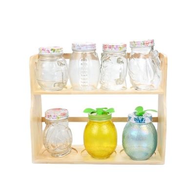 Garrafa de vidro de armazenamento elegante e transparente com tampa de plástico colorido 100% segura para alimentos