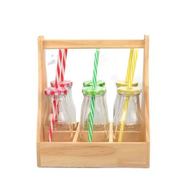 Garrafa de vidro de armazenamento elegante e transparente com tampa de plástico colorido 100% segura para alimentos