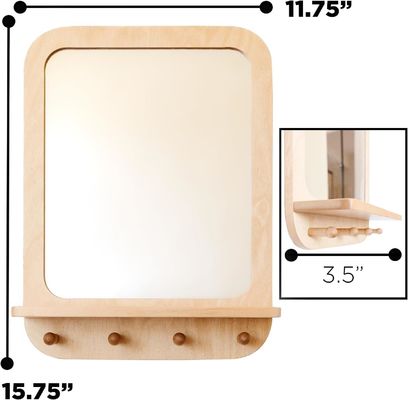 Espelho de entrada com ganchos e organizador de prateleiras
