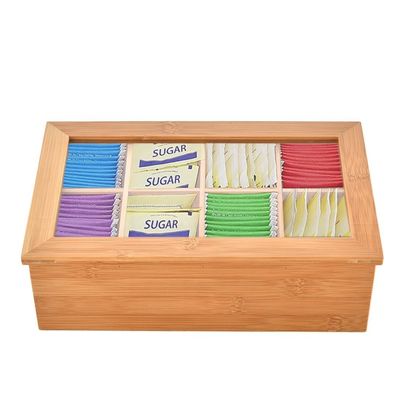 Caixa de chá de madeira de guarda de presentes vintage com logotipo personalizado e cor simples