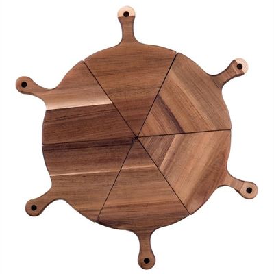 OEM ODM aceito Dimensão personalizada Eco-friendly Não pega jantar Madeira Pizza Plate Serving Tray 6pcs