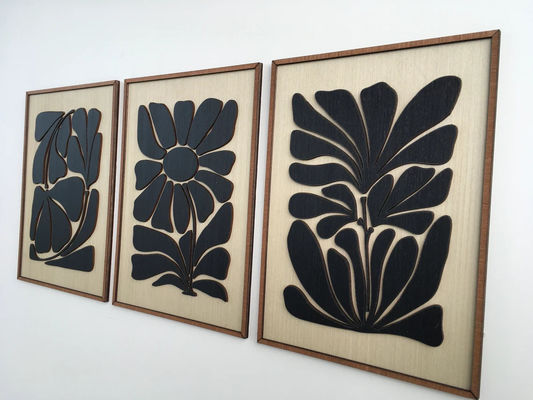 Arte de parede moderna de meados do século para o quarto Boho Arte de folhas em preto e branco mínimo