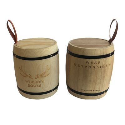 Decoração de barril de madeira natural com logotipo personalizado aceitável e presente