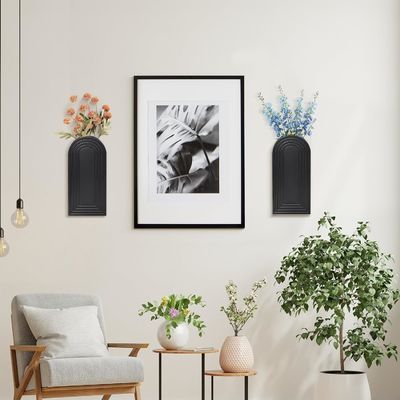 Decoração de parede de madeira acabada pendurada para plantas de interior e flores secas