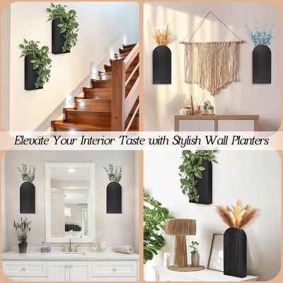 Decoração de parede de madeira acabada pendurada para plantas de interior e flores secas