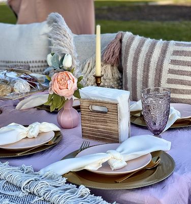 Tela de guardanapo rústico personalizável para decoração de casas de fazenda Impressão de tela de seda / queimada