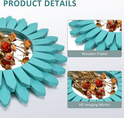 Espelho de parede decorativo em branco ou sua cor 12 polegadas madeira rústica estilo Boho