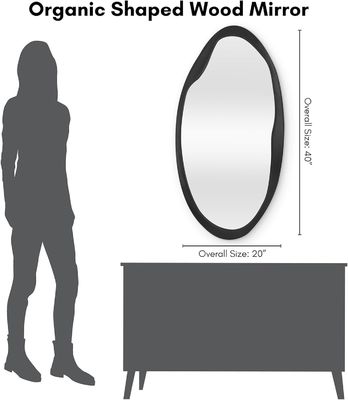 Espelho de madeira em preto em forma orgânica de Natal para casa de banho sala de estar entrada quarto
