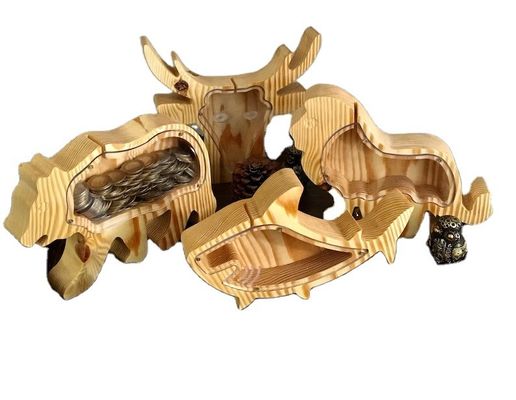 Presente infantil Animal de madeira Piggy Bank Personalizado e Vernizado Surpresa de Natal