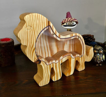 Presente infantil Animal de madeira Piggy Bank Personalizado e Vernizado Surpresa de Natal