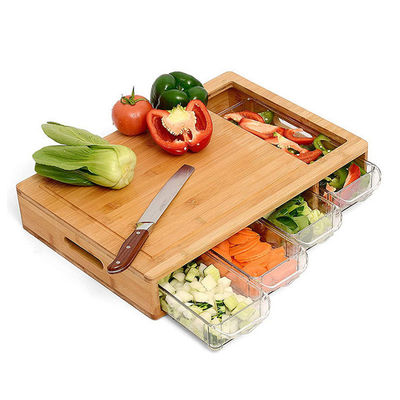 OEM ODM aceito Classic Rectangle BAMBOO Tabela de corte com recipientes de sulco
