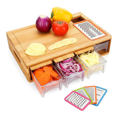 OEM ODM aceito Classic Rectangle BAMBOO Tabela de corte com recipientes de sulco