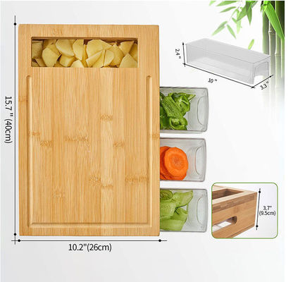 OEM ODM aceito Classic Rectangle BAMBOO Tabela de corte com recipientes de sulco