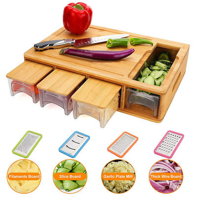 OEM ODM aceito Classic Rectangle BAMBOO Tabela de corte com recipientes de sulco