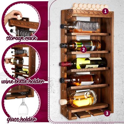 Estante de armazenamento de exibição de vinhos moderno e chique com porta-glass Stemware