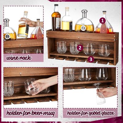 Estante de armazenamento de exibição de vinhos moderno e chique com porta-glass Stemware